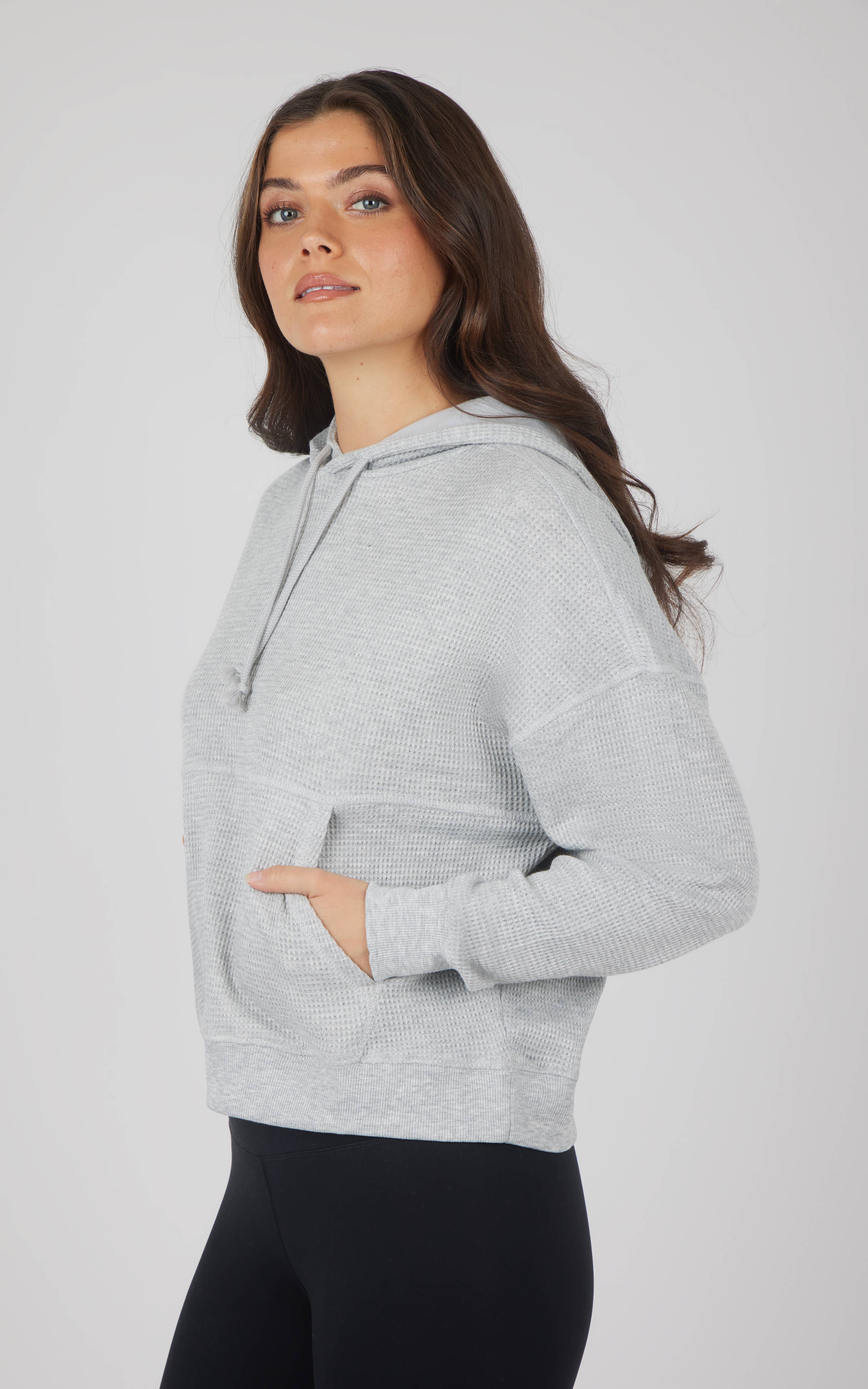 90 Degree by Reflex & Yogalicious - Wholesale Hoodie - Women's - Women's Brushed Inside Waffle Pullover Hoodie6