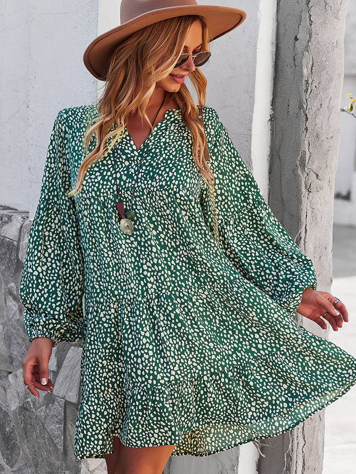 Supreme Fashion - Wholesale Dress - Women's - V Neck Drop Shoulder Cheetah Print Tunic Dress9