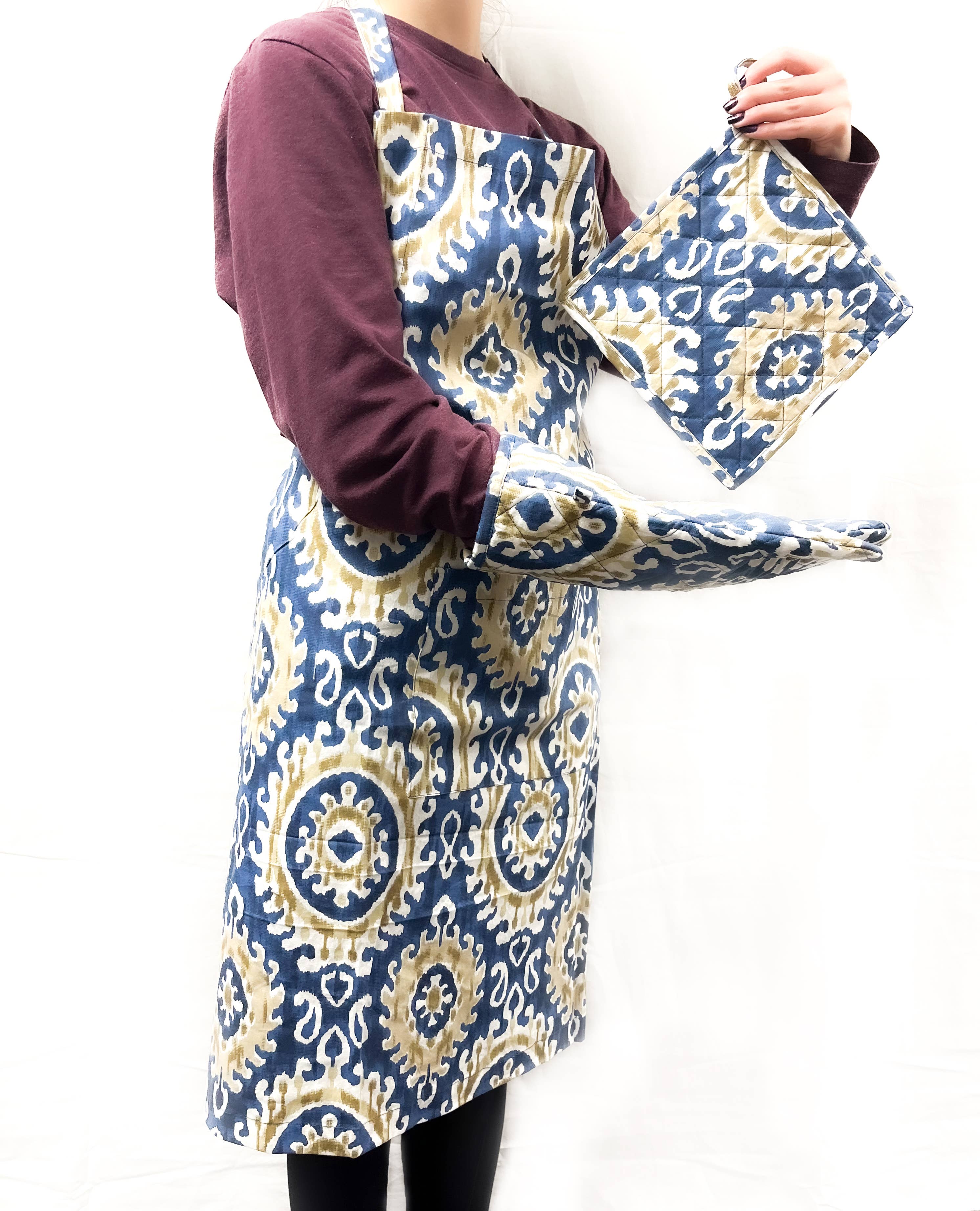 Mira Fair Trade - Wholesale Oven mitt/pot holder - Apron, Pot Holder, Oven Mitt Set (Assorted Patterns)