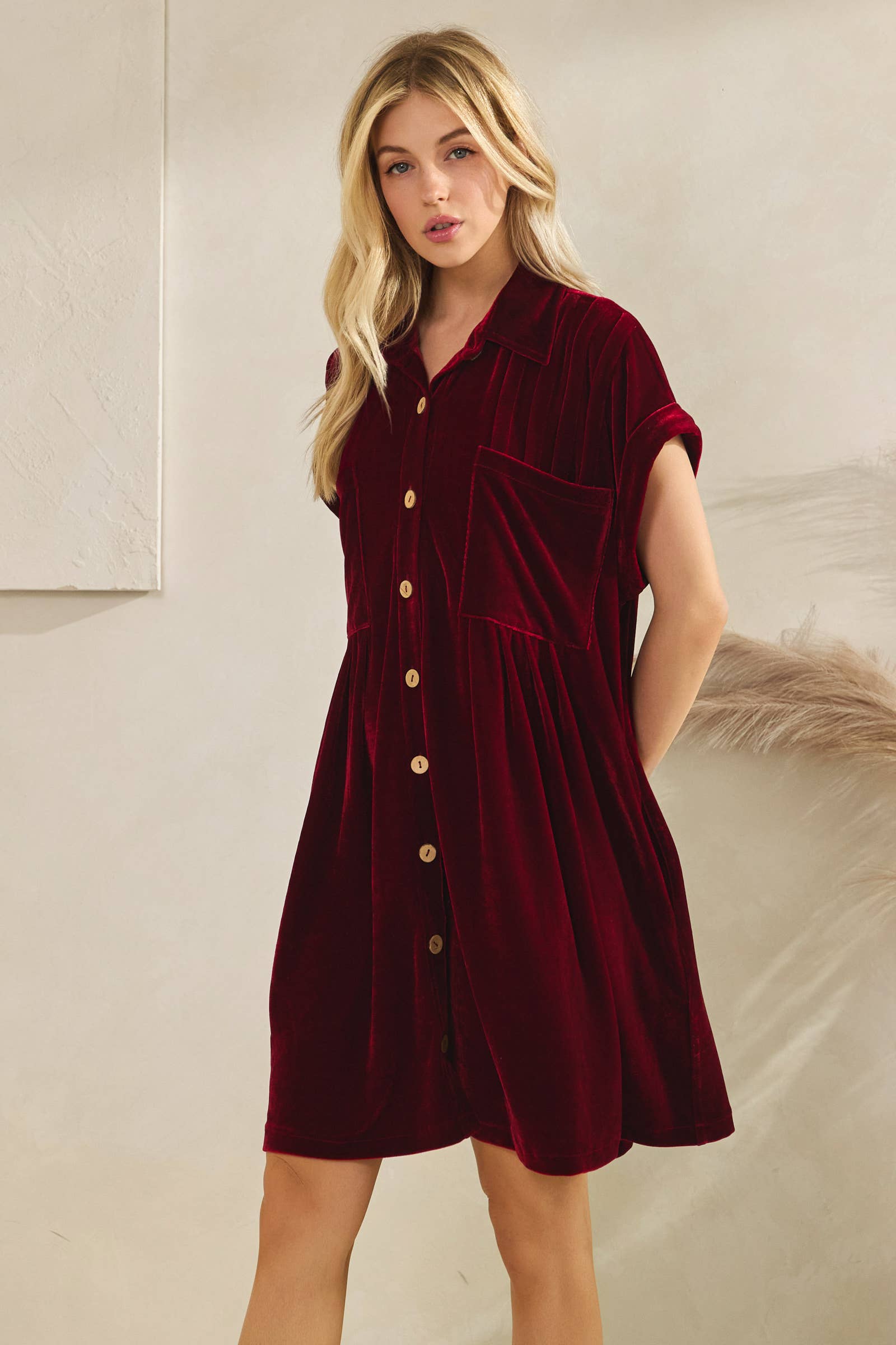 Sewn and Seen - Vente Robe – femme - Robe plissée en velours1