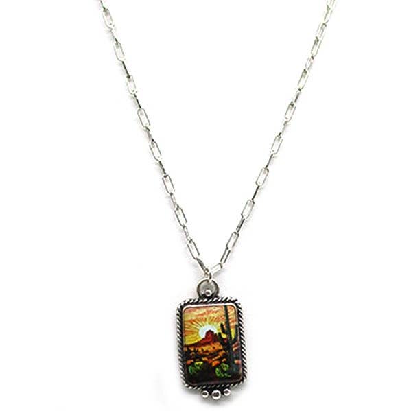 Western Background Print Necklace for wholesale by Snowing West