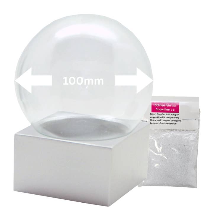 100mm Craft Set Polyresin Base Silver Square for wholesale by Schneekugelhaus