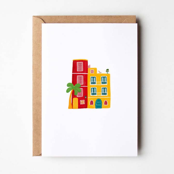 Cartão A6 Bonito Casas Espanholas Ilustrado por atacado de Mint and Pickle
