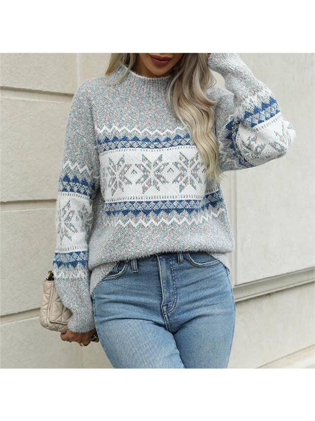 Rosa Clothing - Wholesale Knit Sweater - Women's - Chenille knitted pullover snowflake sweater