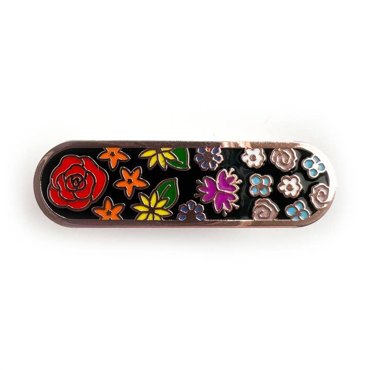 Subtle Floral Pride Plaque Enamel Pin for wholesale by Kitty With A Cupcake