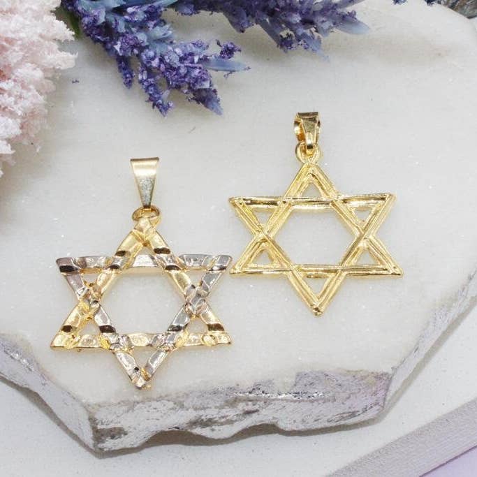 Cherie by Cherie - Wholesale Individual Charm/Pendant - Gold & Silver Hammered Star of David Pendant2