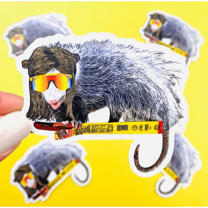Otto's Grotto - Wholesale Sticker - Jim The Possum Sticker, Possum with a Mullet Funny Sticker