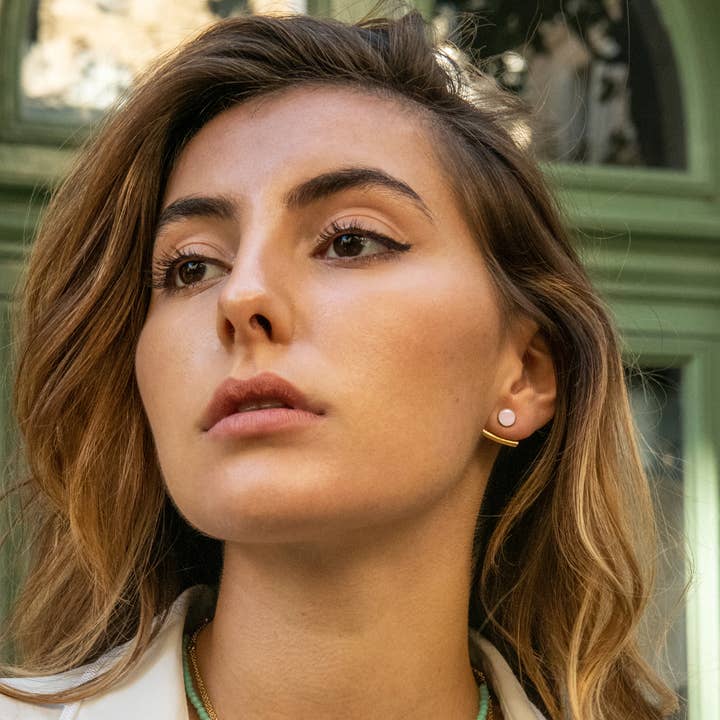 Pink quartz earrings - Ariane pendant bars for wholesale by Aura bijoux