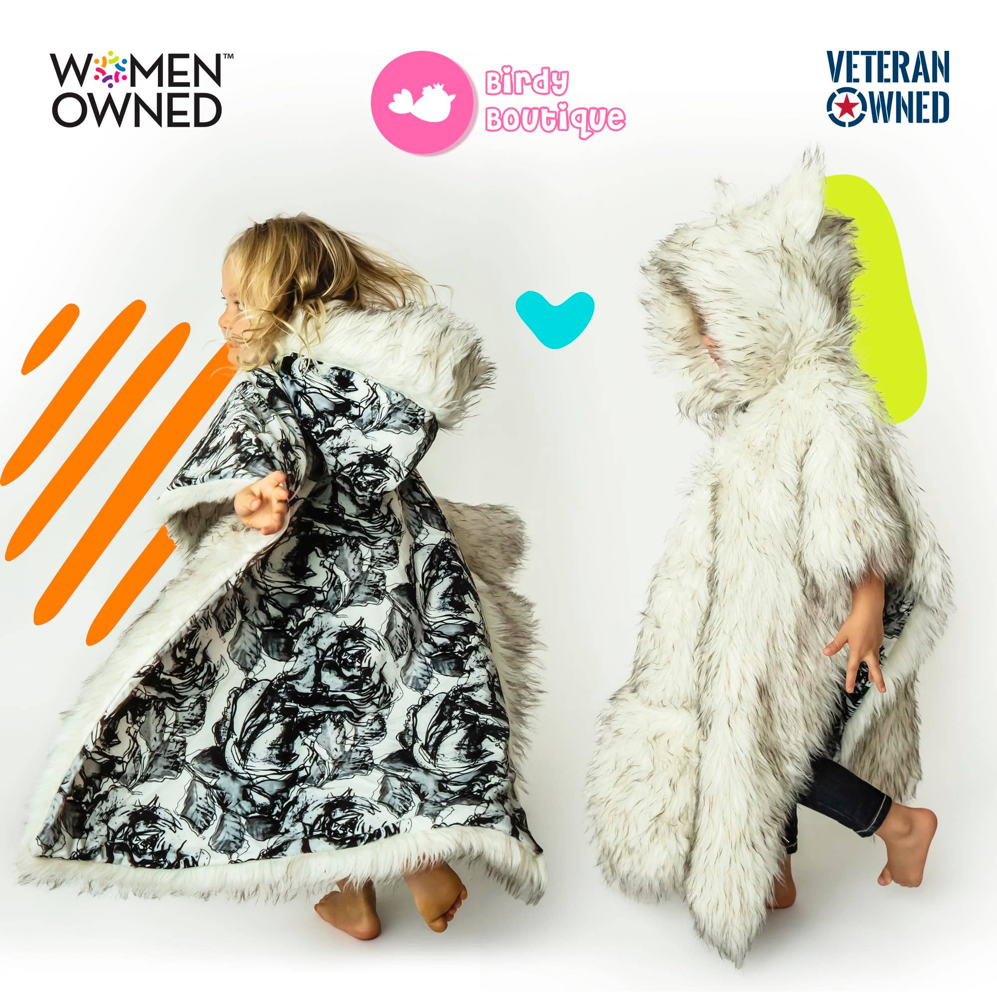 Birdy Boutique LLC. - Wholesale Poncho Towel - Kids & Baby - Faux Fur and Watercolor Flowers Car Seat Poncho for Toddlers5