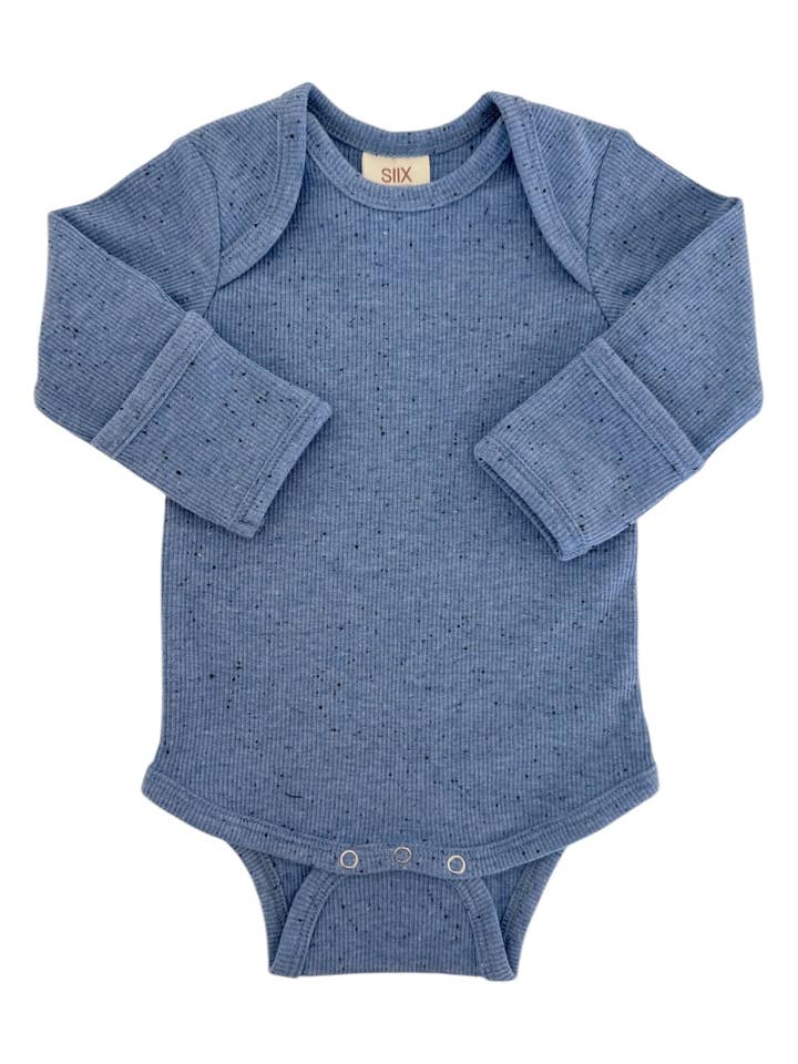 SIIX Collection - Wholesale Bodysuit (Non-Footed) - Baby - Blue Speckle / Long Sleeve Bodysuit