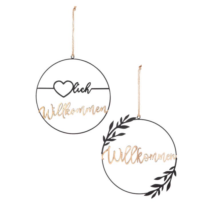 Gilde Handwerk Macrander GmbH & Co. KG – Cabide de porta por atacado – Gancho redondo de boas-vindas H. 25 cm - 2 modelos sortidos