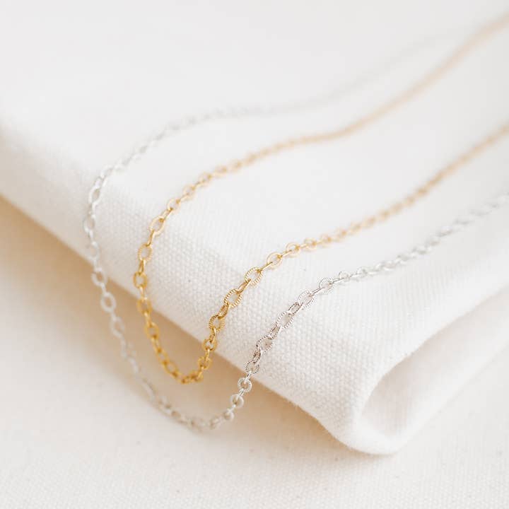 Bel Kai - Wholesale Link & Chain Necklace - Fine Textured Chain (Adjustable) Gold or Silver