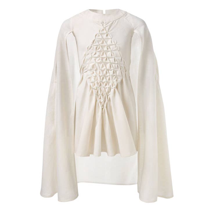 White Smock Dress for Girls with Vegan Cashmere Cape for wholesale by Infantium Victoria