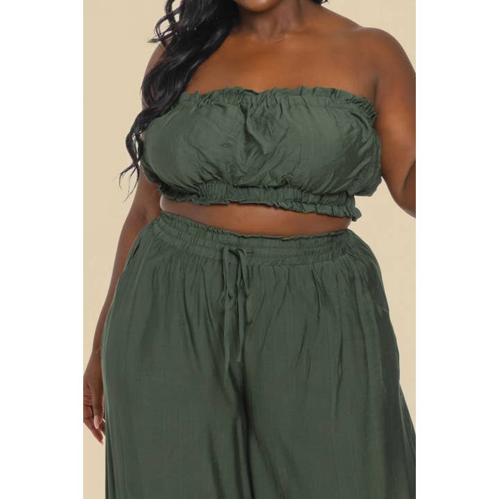 The Sang - Wholesale Top & Pant Set (NOT Loungewear) - Women's - PLUS SHIRRED TUBE TOP WITH MATCHING PALAZZO PANTS SET11