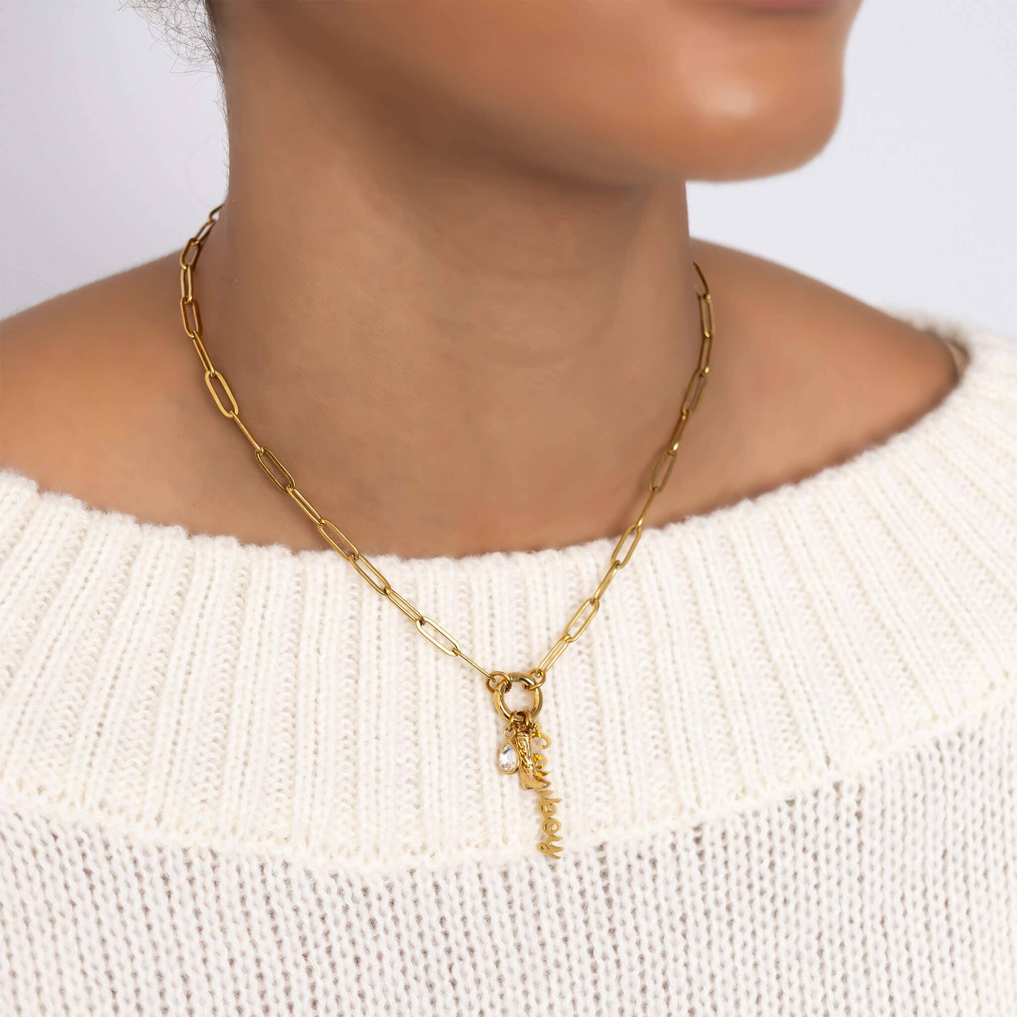 WJW – Engroshandel Smykkesæt – Guld rustfrit stål cowboy charmholder halskæde gavesæt7