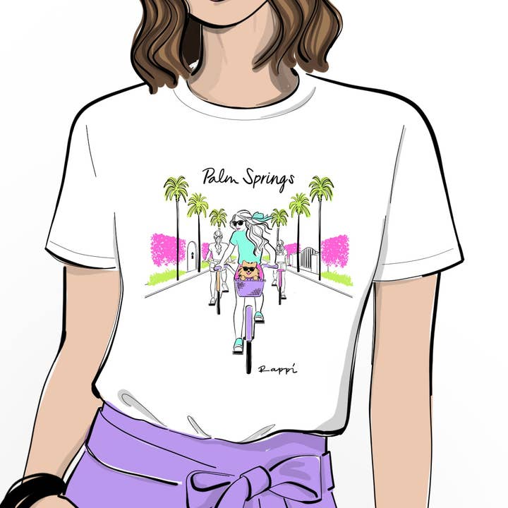 Palm Springs Biking Crewneck Graphic Tee for wholesale by Rappi Palm Springs