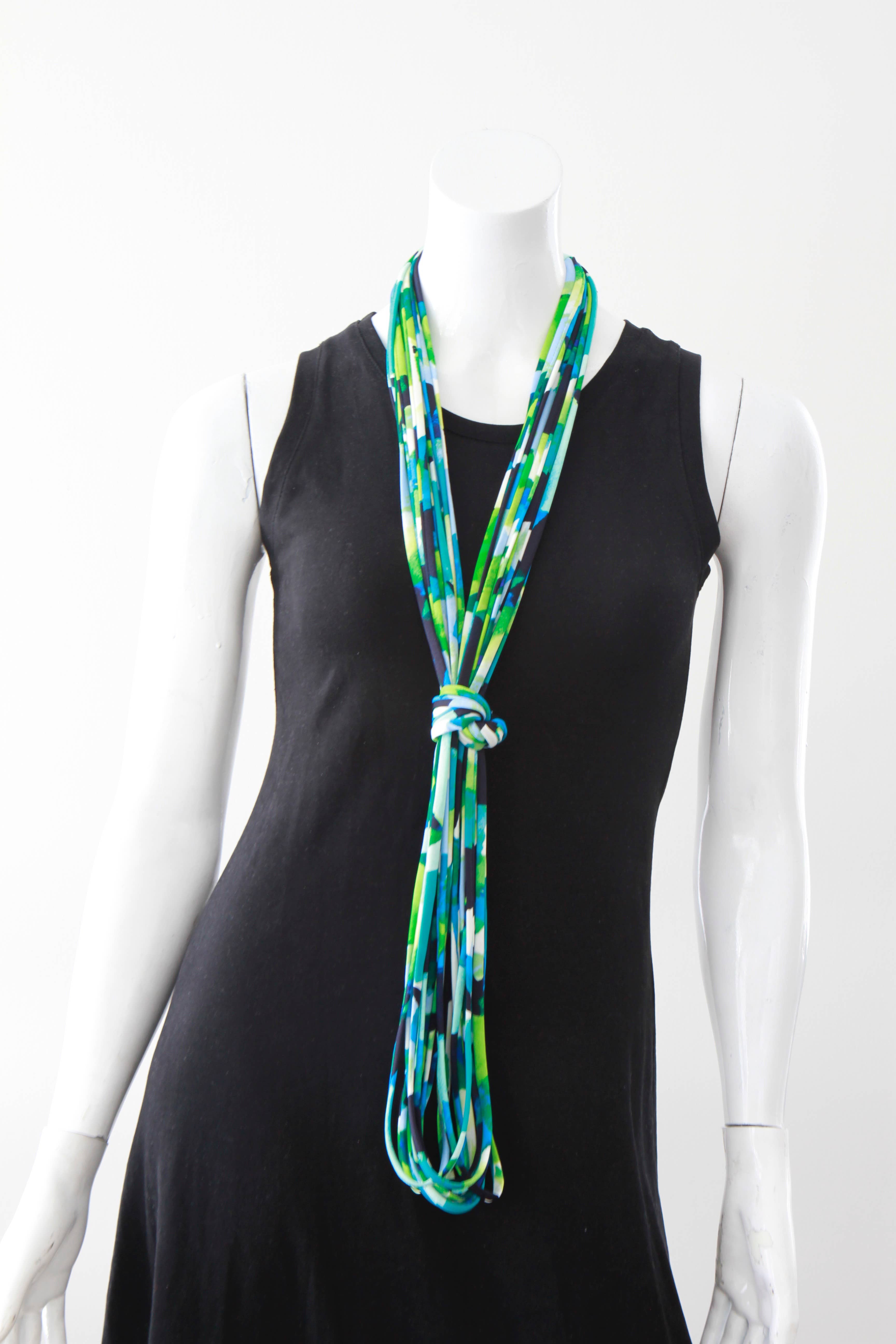 Necknots - Wholesale Scarf - Women's - Infinity Scarf or Necklace in Green and Navy 'Ocean Spray'5