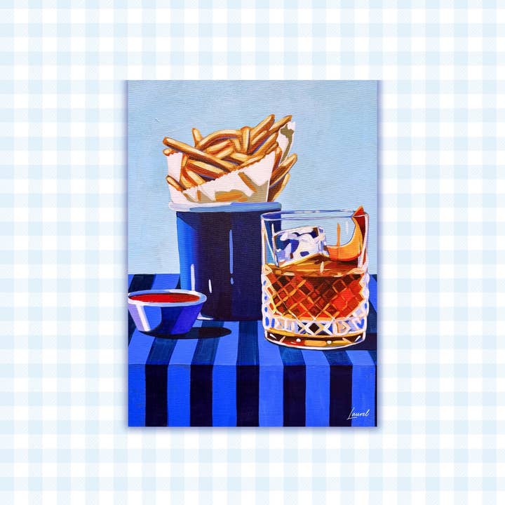 Whiskey and Fries Cocktail Lover Stickers for wholesale by Laurel Greenfield Art