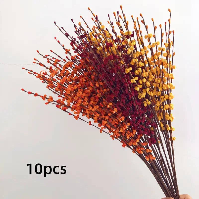 Huis Van Merken - Vente Fleurs artificielles - Tiges de baies orange - Fleurs artificielles lot de 10 - Décoration d'automne/mariage3