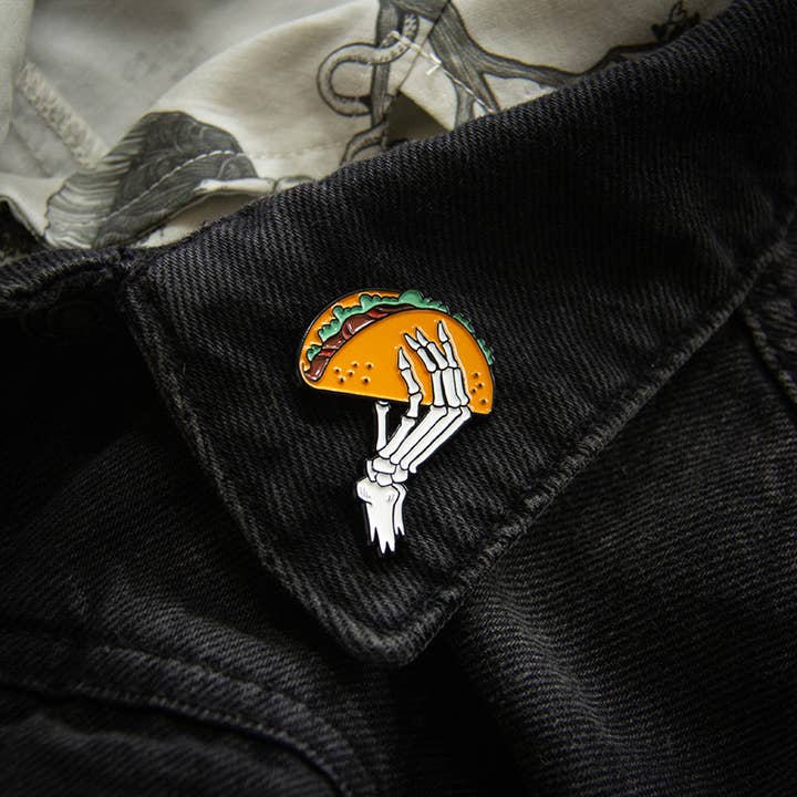 Ectogasm - Wholesale Lapel Pin/Button - Taco Skeleton Enamel Pin