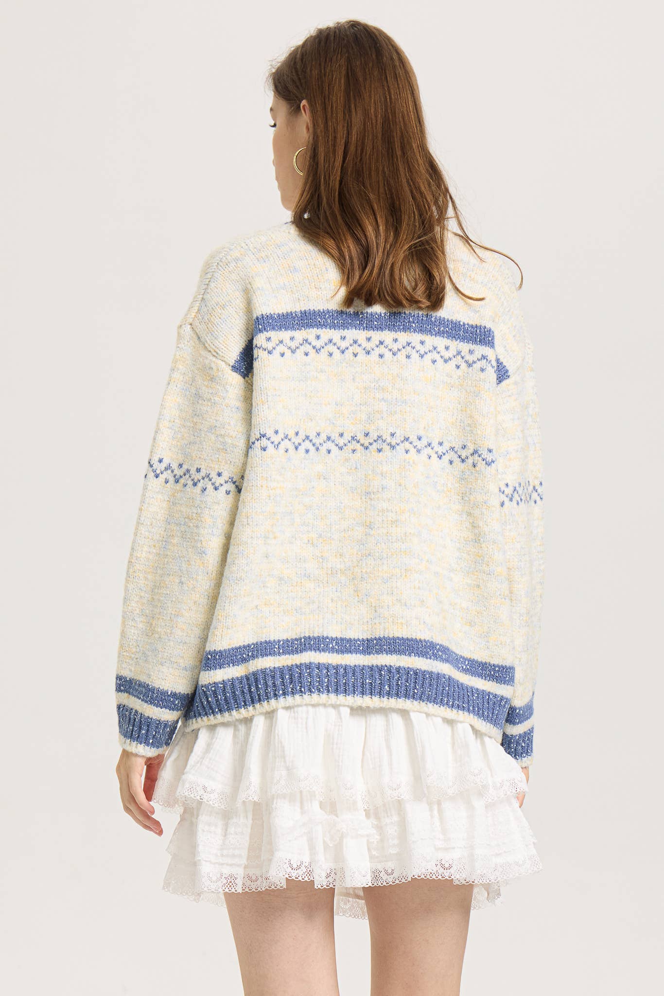 ROSIE POSIE – Großhandel Strickjacke – Damen – RP2587 - Strickjacke mit Knöpfen und Frostblumenmuster12