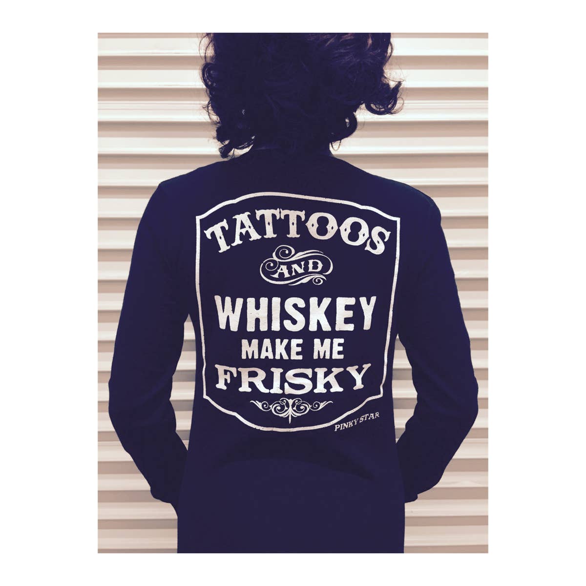 Black White Tattoos And Whiskey Make Me Frisky Graphic Print Cardigan for wholesale on Faire0