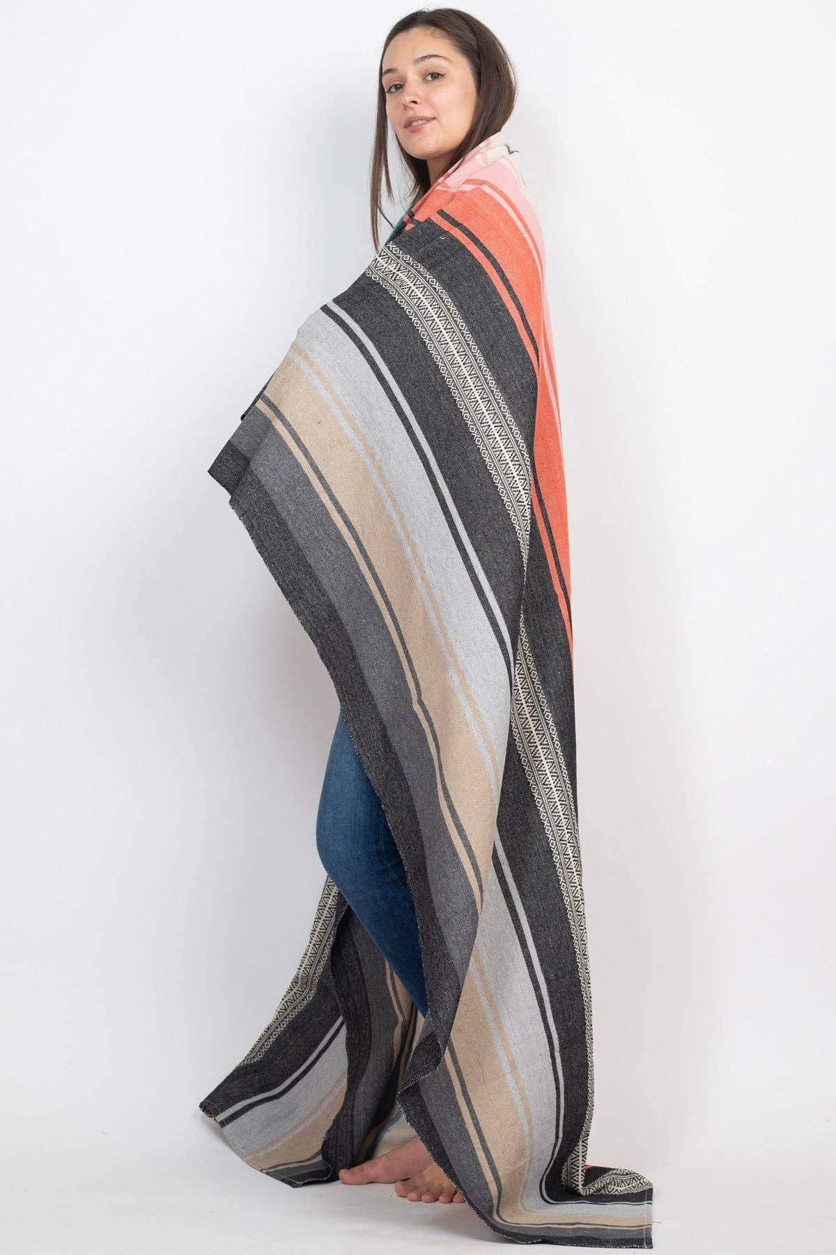 Granite Serape Stripe Beach Blanket for wholesale on Faire3