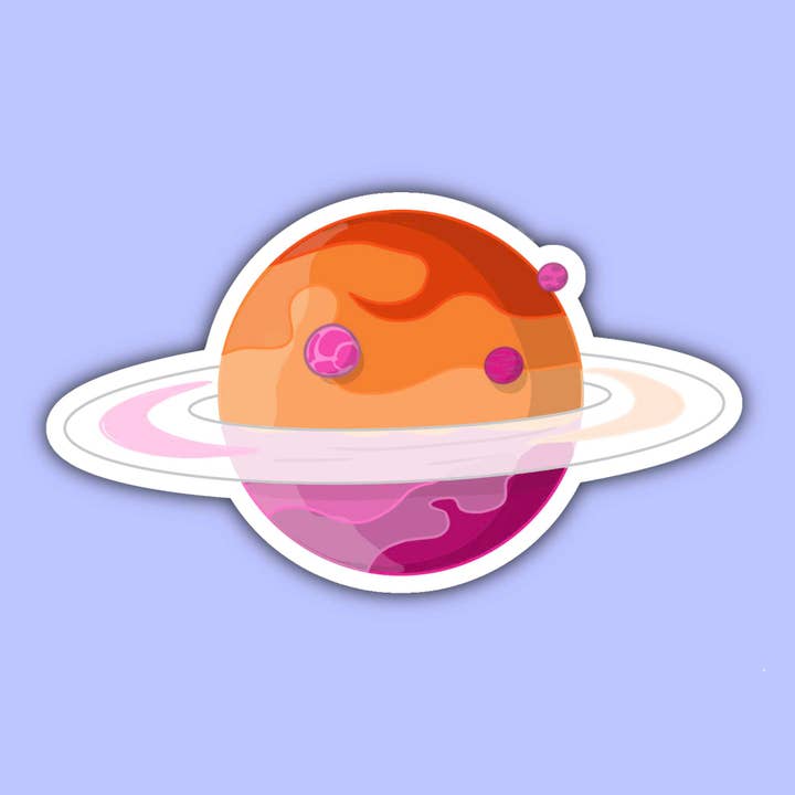 Lesbian Saturn - Pride Cosmos Sticker for wholesale by Noellita Bonita