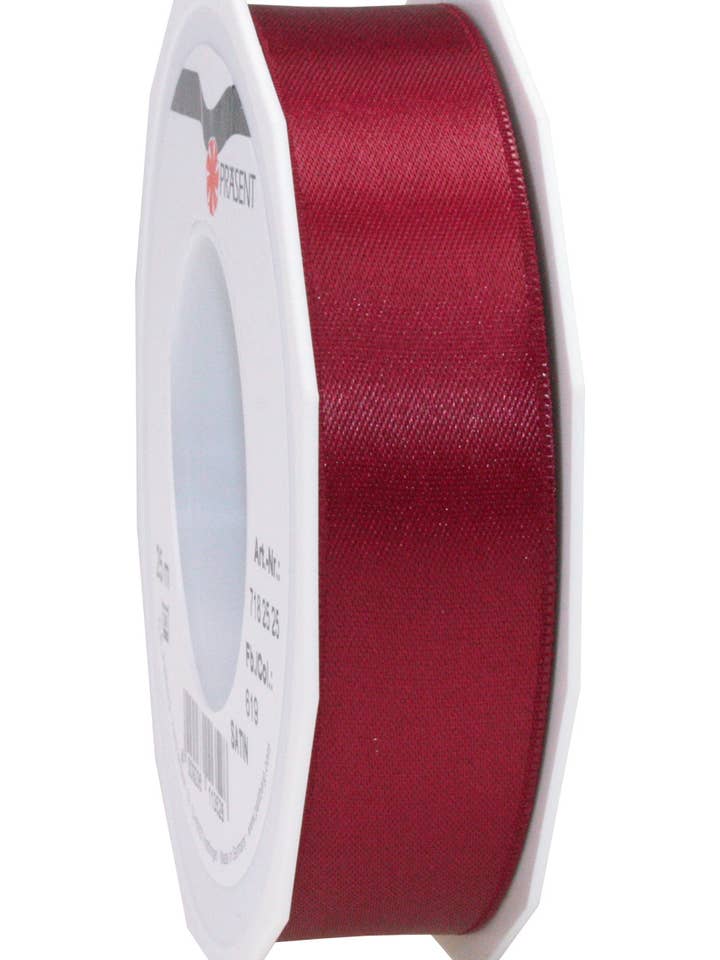 rocchetto doppio raso 25 m 25 mm bordeaux per la vendita all'ingrosso da parte di C.E. PATTBERG GmbH & Co. KG