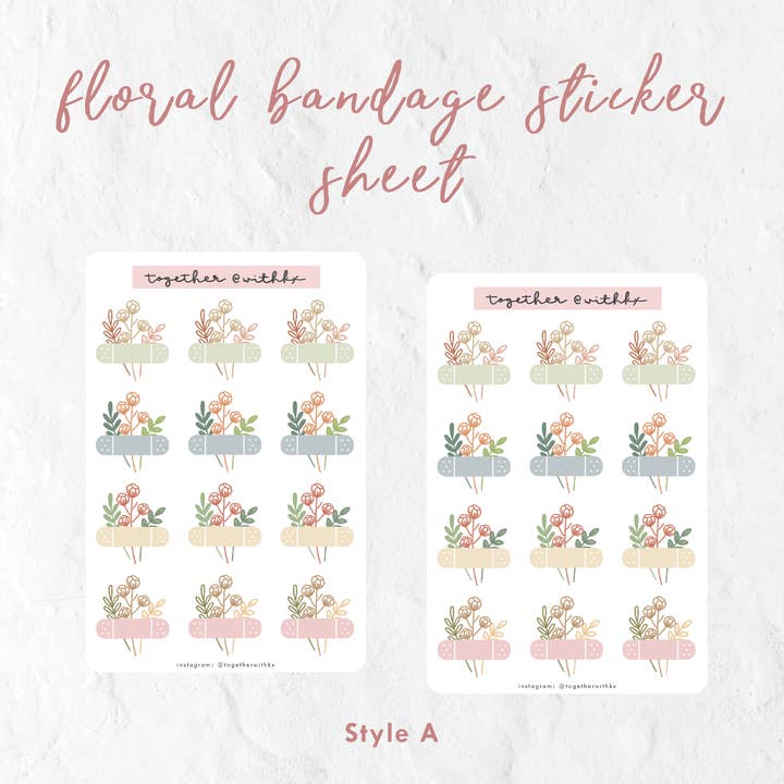 Blombandage klistermärke ark (2 alternativ) för wholesale av togetherwithkx