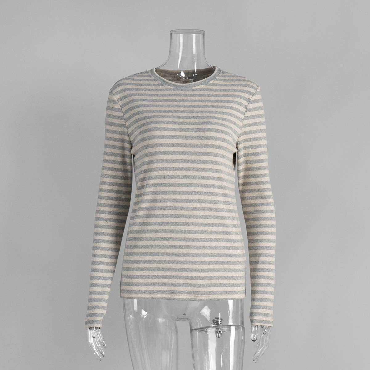 Hope & Sunshine - Vendita all'ingrosso Maglietta - Donna - Maglietta a maniche lunghe aderente in cotone a righe2