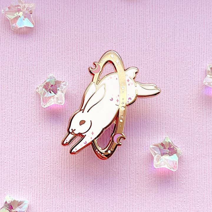 Alum and Ink - Wholesale Lapel Pin/Button - Cosmic Rabbit Enamel Pin