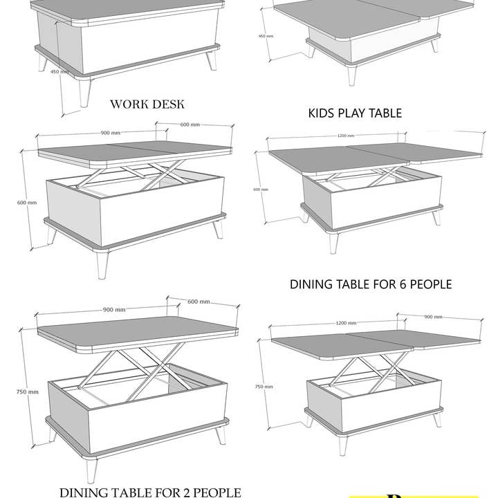 BERA DESIGN LTD – Engroshandel Sofabord – Magic Natural Udtrækkelig Kaffe/Spisebord Lift Top
