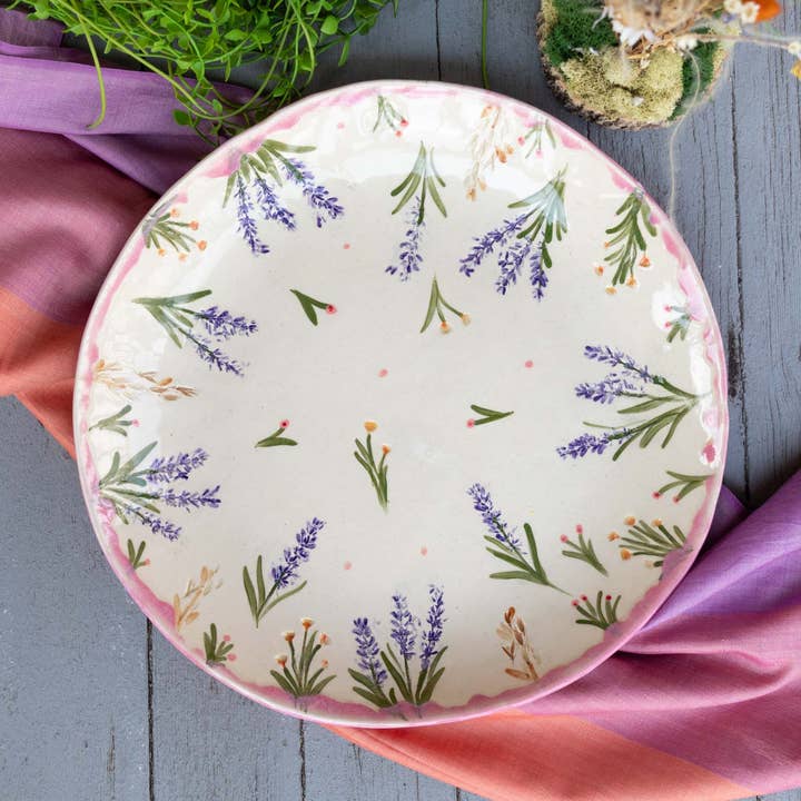 English (Lavender) Garden Handmade Bowl With Pressed Flowers for wholesale by Tara Kothari