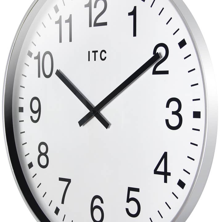 Infinity Instruments - Wholesale Wall Clock - ITC Round Silver Business Wall Clock 19.375 Inch