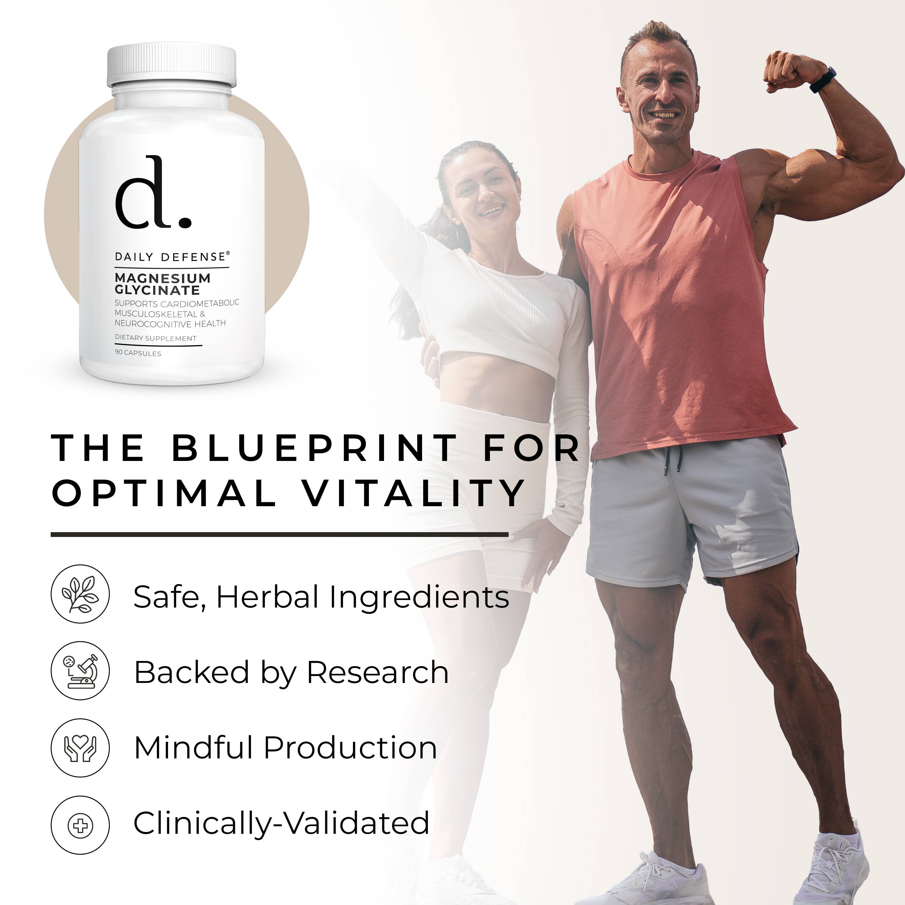 DAILY DEFENSE – Großhandel Nahrungsergänzungsmittel/Vitamin zum Einnehmen – MAGNESIUMGLYCINAT Kardiometabolische Unterstützung des Bewegungsapparates9