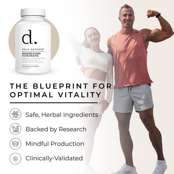 DAILY DEFENSE - Wholesale Oral Supplement/Vitamin - MAGNESIUM GLYCINATE Cardiometabolic Musculoskeletal Support9