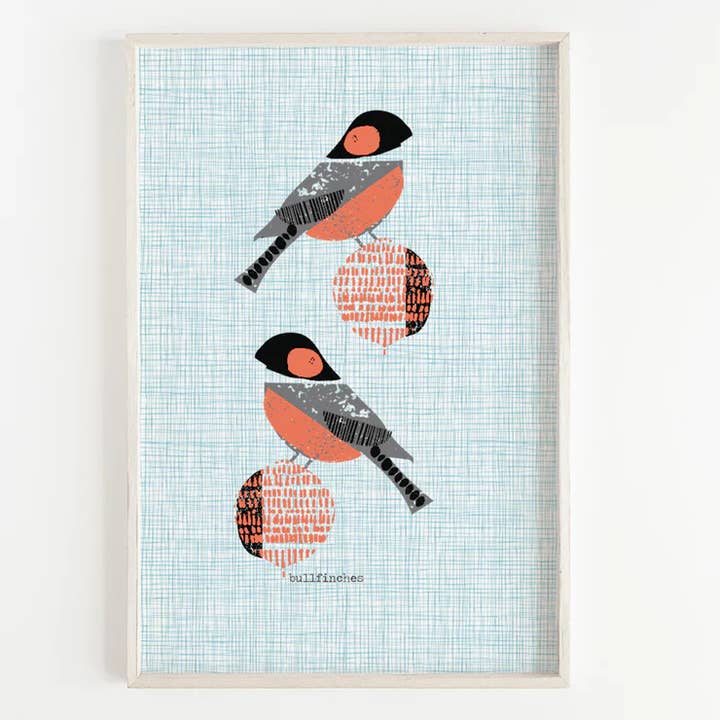 Bullfinches Art Print for wholesale by Jenni Douglas Designs