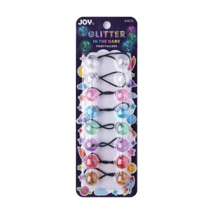 Joy Twin Beads Ponytailer 20mm 8ct Glitter Glow Multicolor for wholesale by Annie International, Inc.