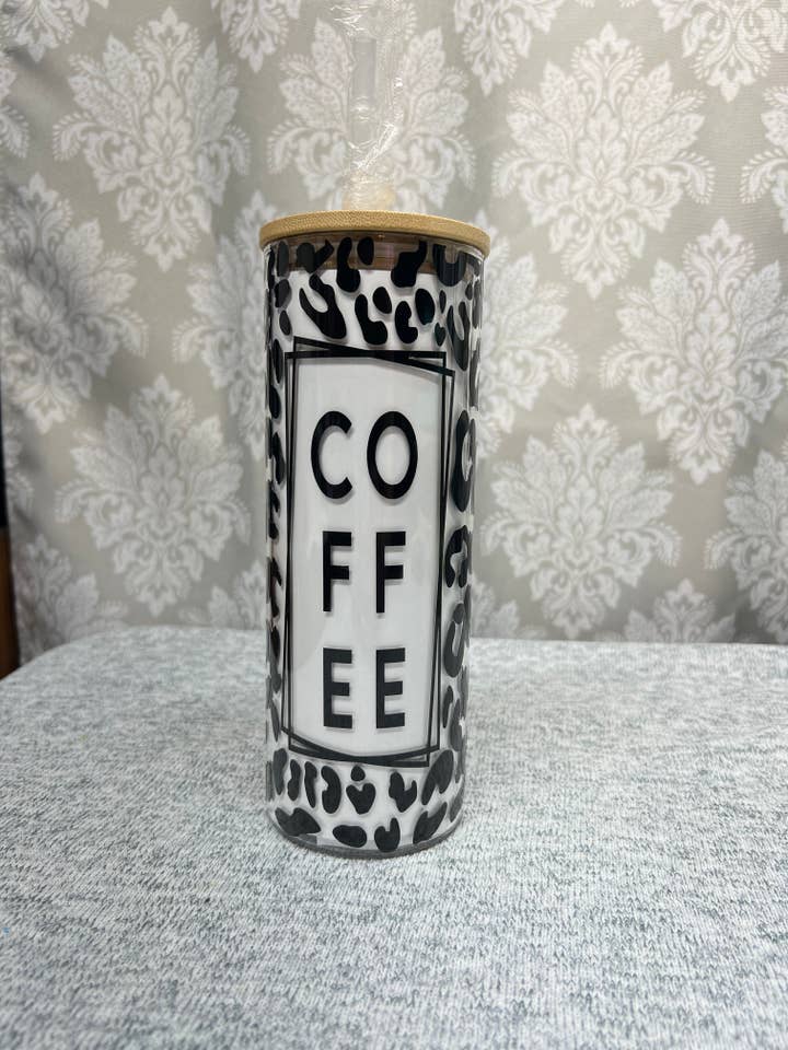 25 Oz Coffee Leopard Libbey for wholesale by WebbLynn Design LLC.