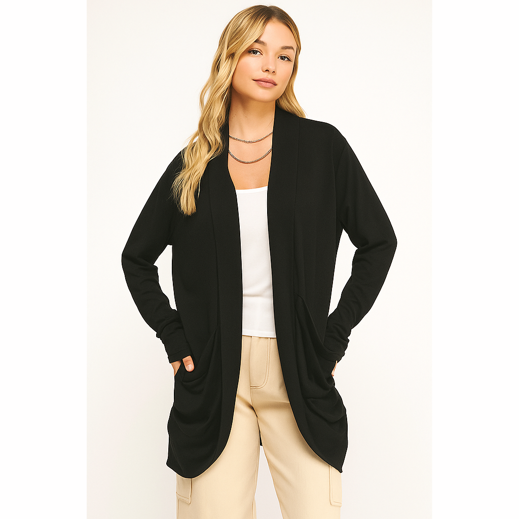 Winslow Collection - Wholesale Cardigan - Women's - SOFT WRAP SHIRRED SIDE OPEN CARDIGAN5