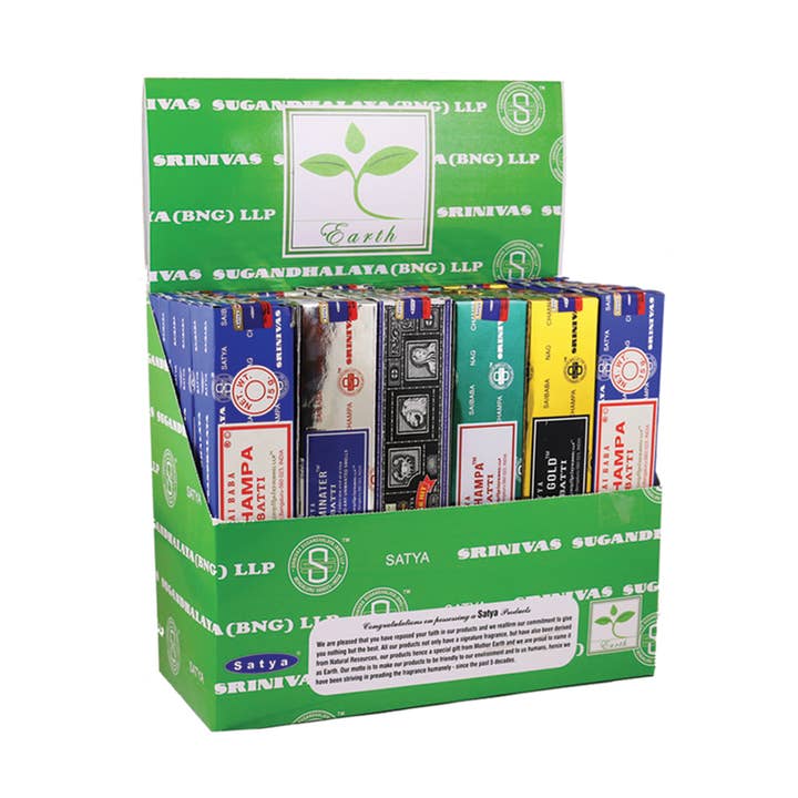 Satya - Nag Champa Assorted Incense Sticks Display (36) for wholesale by Designs by Deekay Inc.
