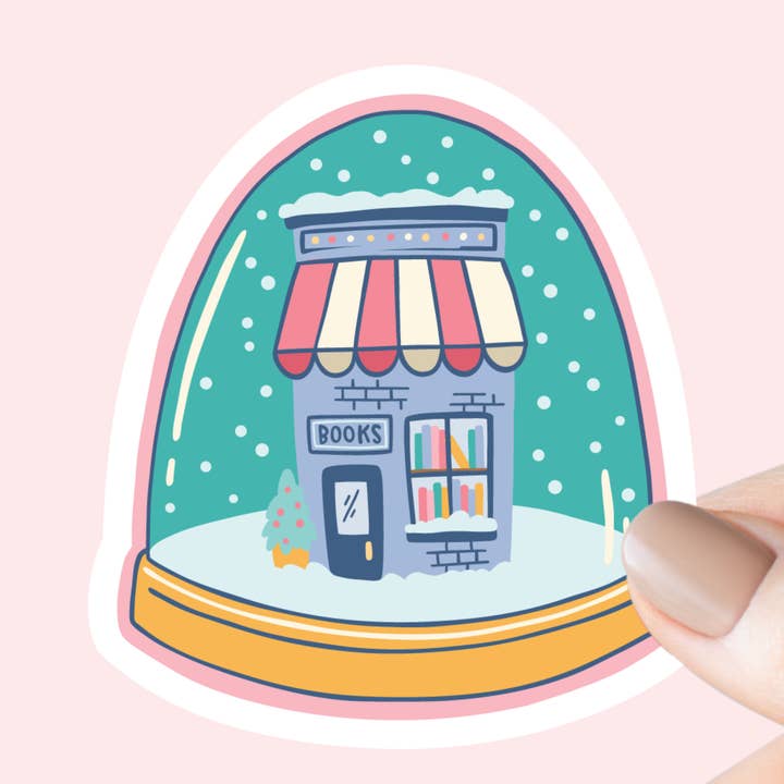 Snow Globe Bookshop Sticker for wholesale by Chapter & Craft Studio