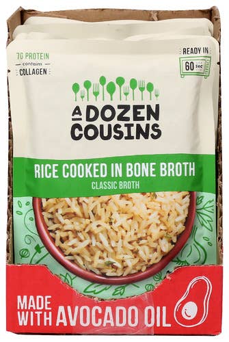 KeHE Distributors, LLC - Wholesale Rice - A Dozen Cousins Classic Rice Cooked in Bone Broth, 8 oz