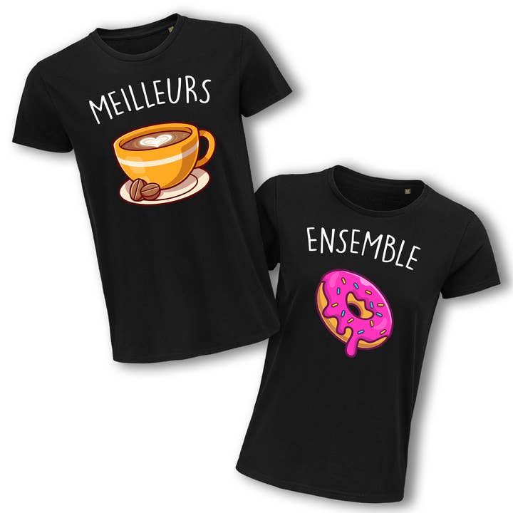 Camiseta Best Set Couple | Coffee Donuts para venta al por mayor de Planetee