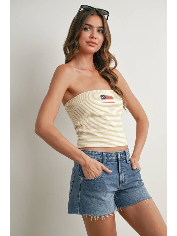 BUTTERMELON - Wholesale Tank Top - Women's - Stars and Stripes Tube Top - BMT7755