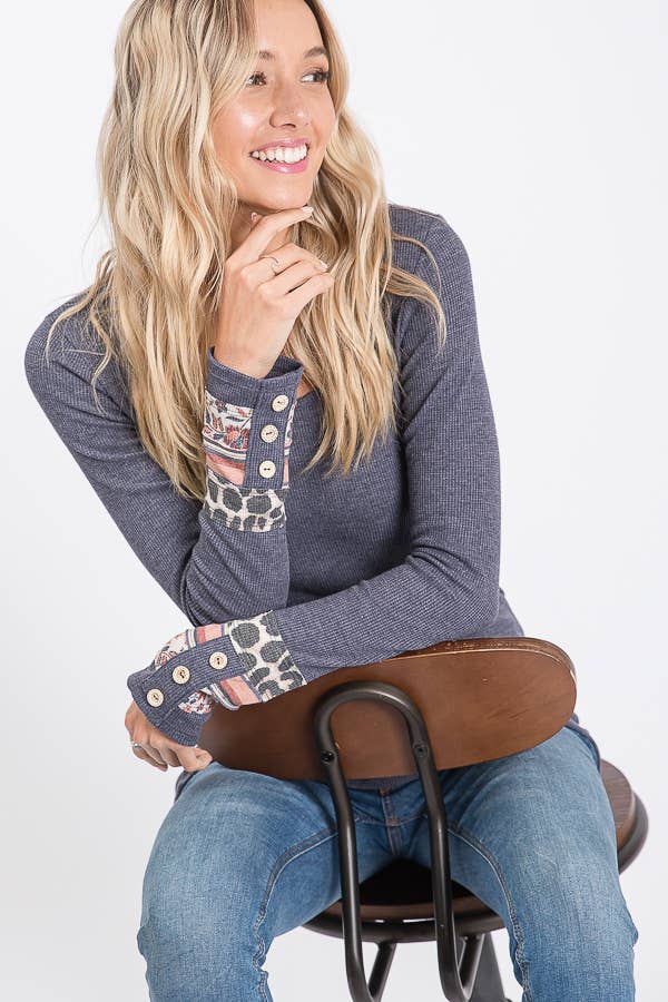 lovely melody - Wholesale T-Shirt - Women's - 8023-LONG SLEEVE T-SHIRT WITH CUFF DETAIL18