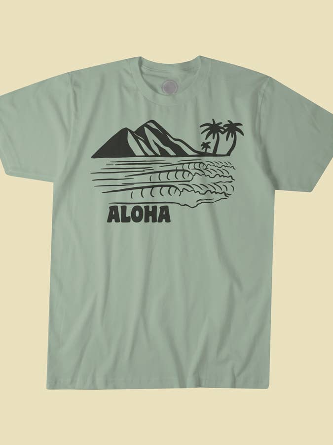 MAUI LOVE TEE GREEN for wholesale by Goodseed Clothing