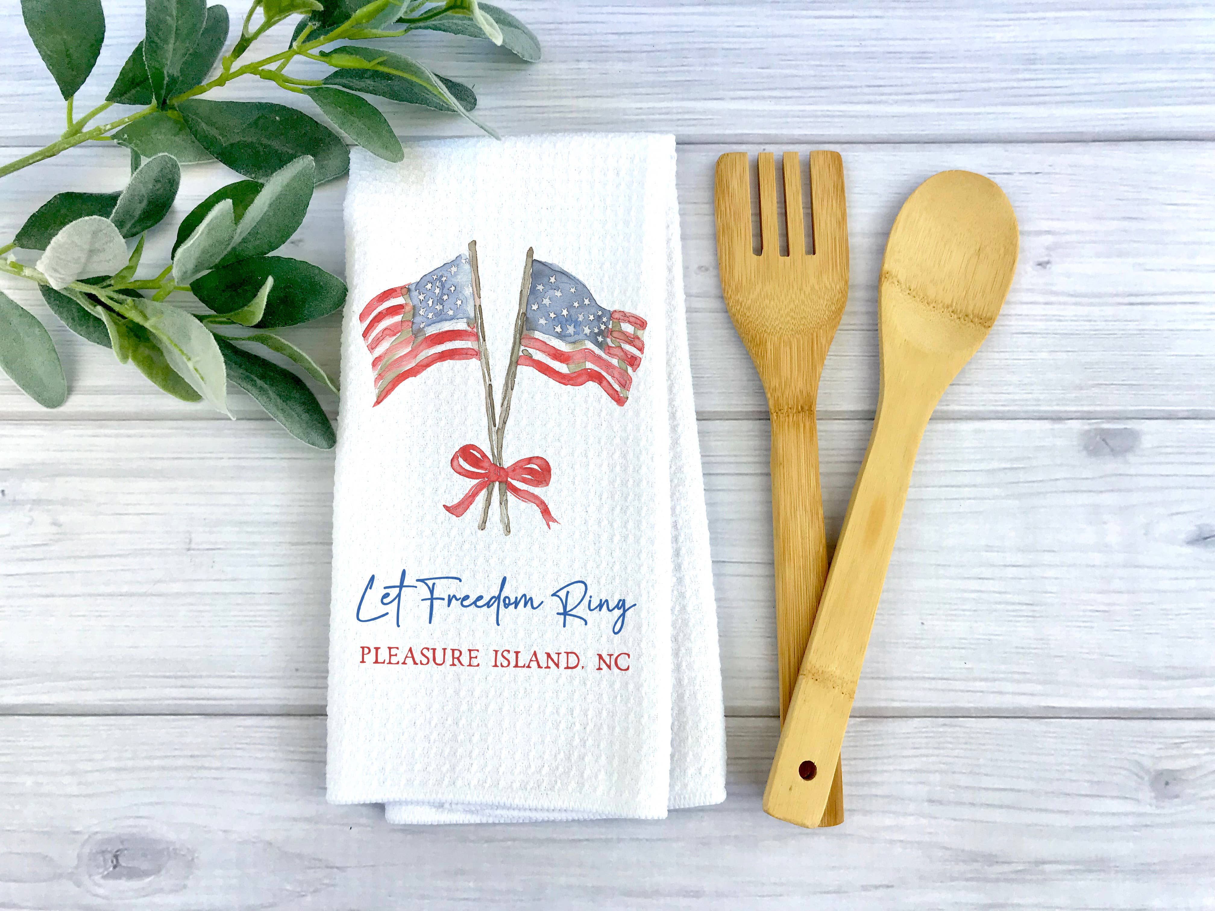 Canary Road - Wholesale Tea Towel - Custom 4th July Patriotic Kitchen Towel Red White Blue Decor