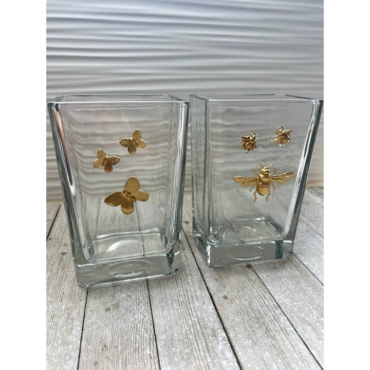 Ten Twenty Six Designs - Wholesale Vase - Butterflies or Bees Glass Vase 1